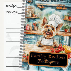 Yorkshire Terrier Dog Chef Spiral Recipe Book