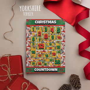 Yorkshire Terrier Dog Countdown Christmas Advent Holiday Card