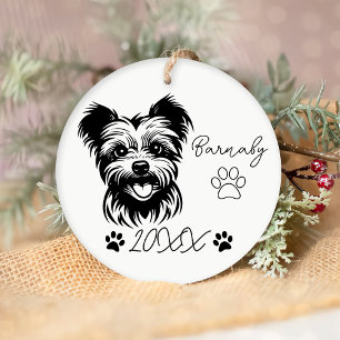Yorkshire Terrier Dog Custom Name & Year Ceramic Ornament