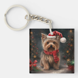 Yorkshire Terrier Dog dans la neige Noël