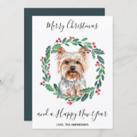 Yorkshire Terrier Dog Elegant Merry Christmas