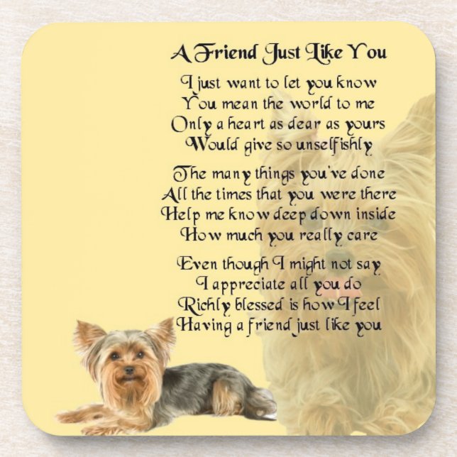 Yorkshire Terrier Dog - Friend Poem Coaster (Front)