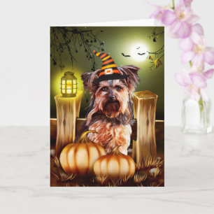 Yorkshire Terrier Dog Halloween Card