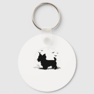 Yorkshire Terrier Dog � Halloween Moon Silhouette  Keychain