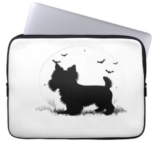 Yorkshire Terrier Dog � Halloween Moon Silhouette Laptop Sleeve