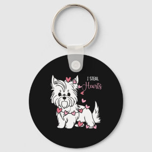 Yorkshire Terrier Dog I Steal Hearts Cute Valentin Keychain