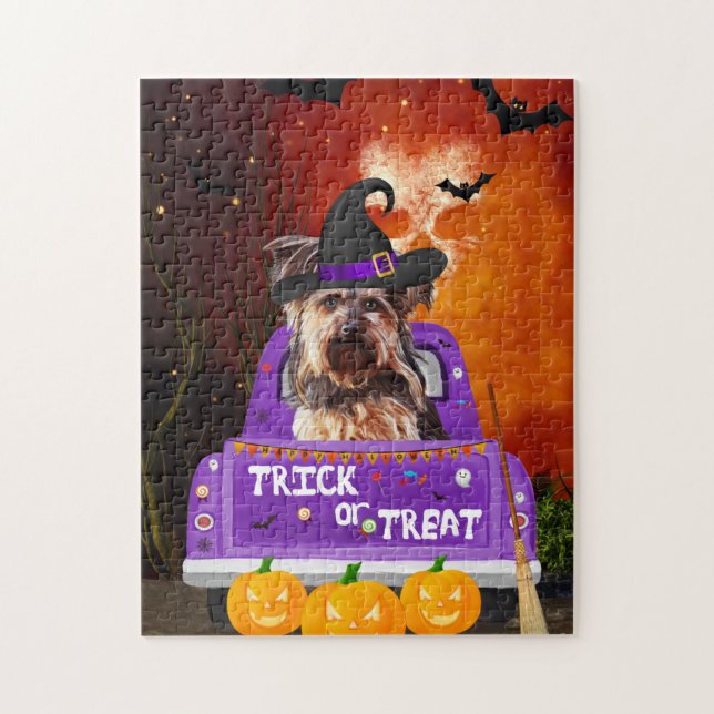 yorkshire terrier Dog in Halloween Truck  Jigsaw Puzzle (Vertical)