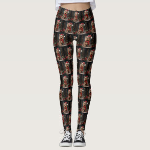 Yorkshire Terrier Dog in Snow Christmas Leggings