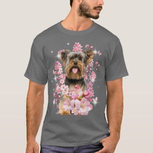 Yorkshire Terrier Dog Japanese Cherry Blossom Saku T-Shirt