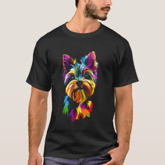 Yorkshire Terrier Dog Lover Colourful Abstract Art T-Shirt