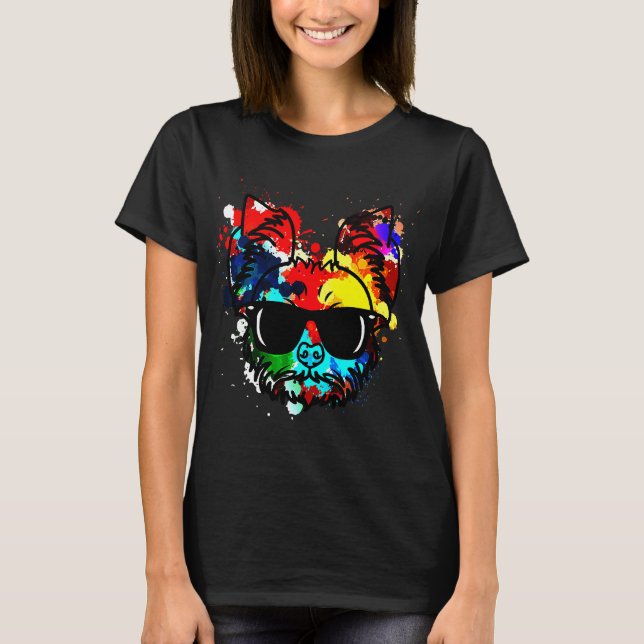 Yorkshire Terrier Dog Paint Splat T-Shirt (Front)