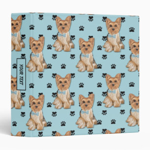 Yorkshire Terrier Dog Paw Prints Pattern Binder