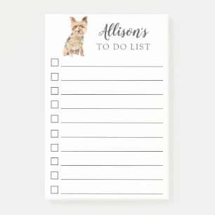 Yorkshire Terrier Dog Personalized To Do List Post-it Notes