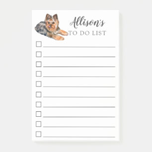 Yorkshire Terrier Dog Personalized To Do List Post Post-it Notes