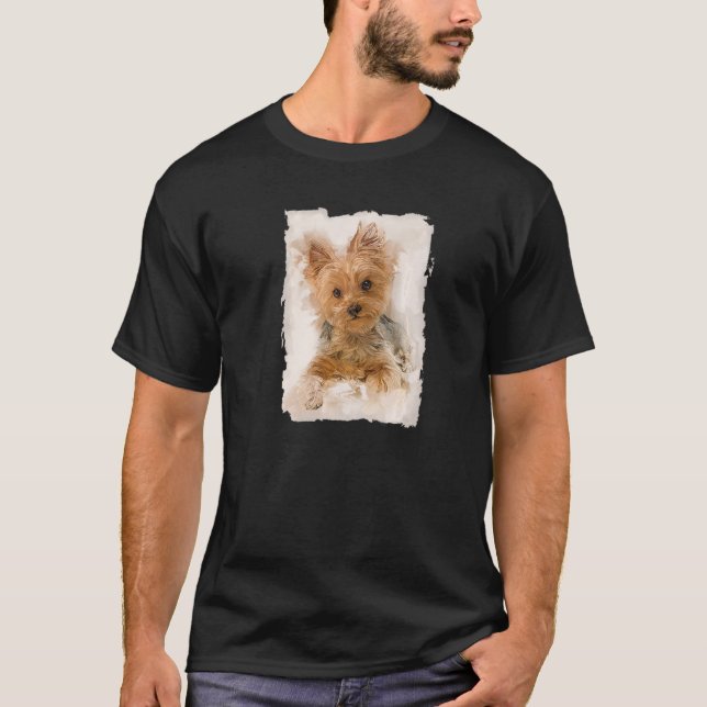 Yorkshire Terrier Dog Portrait No 4 Illustration T-Shirt (Front)