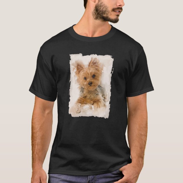 Yorkshire Terrier Dog Portrait No 4 Illustration   T-Shirt (Front)