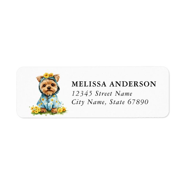 Yorkshire Terrier Dog Return Address Label (Front)