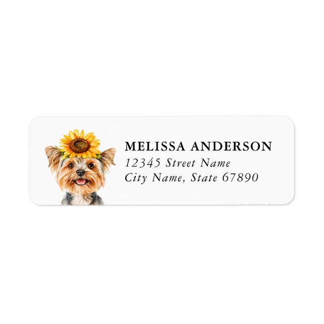 Yorkshire Terrier Dog Return Address Label (Front)