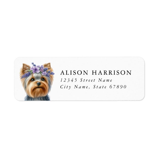 Yorkshire Terrier Dog Return Address Label (Front)