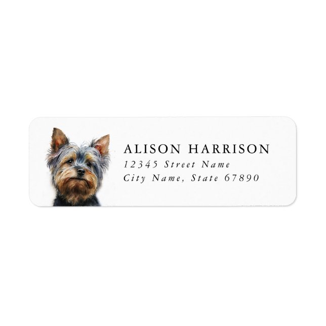 Yorkshire Terrier Dog Return Address Label (Front)