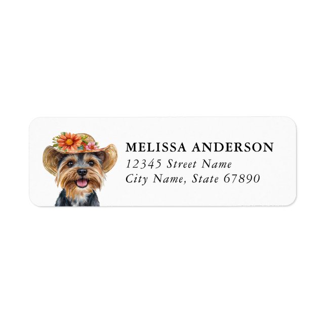 Yorkshire Terrier Dog Return Address Label (Front)