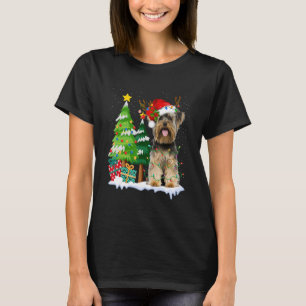 Yorkshire Terrier Dog Santa Hat Reindeer Christmas T-Shirt
