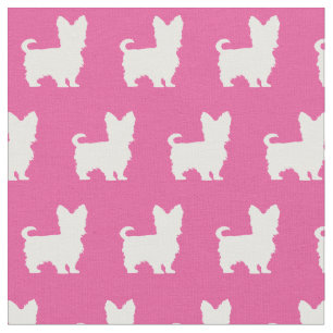 Yorkshire Terrier Dog Silhouette Pet Yorkie Pink Fabric