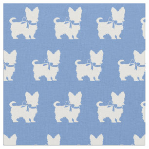 Yorkshire Terrier Dog Silhouette Yorkie Light Blue Fabric