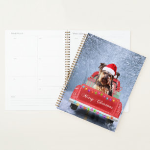  Yorkshire Terrier Dog Snow sitting in Christmas  Planner