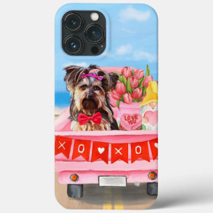 Yorkshire Terrier Dog Valentine's Day Truck Hearts iPhone 13 Pro Max Case