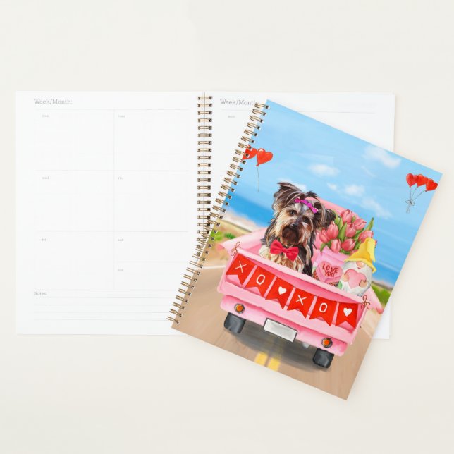 Yorkshire Terrier Dog Valentine's Day Truck Hearts Planner (Display)