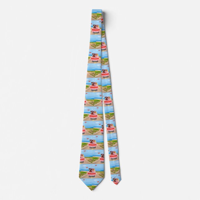 Yorkshire Terrier Dog Valentine's Day Truck Hearts Tie (Front)