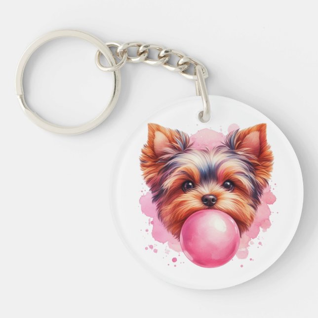Yorkshire Terrier Dog w rose Bubblegum Aquarelle (Devant)