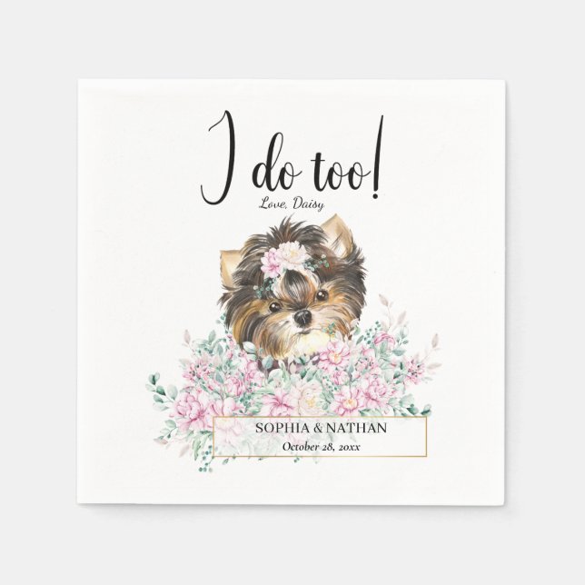Yorkshire Terrier Dog Wedding Cocktail Napkins (Front)