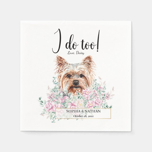 Yorkshire Terrier Dog Wedding Cocktail Napkins (Front)