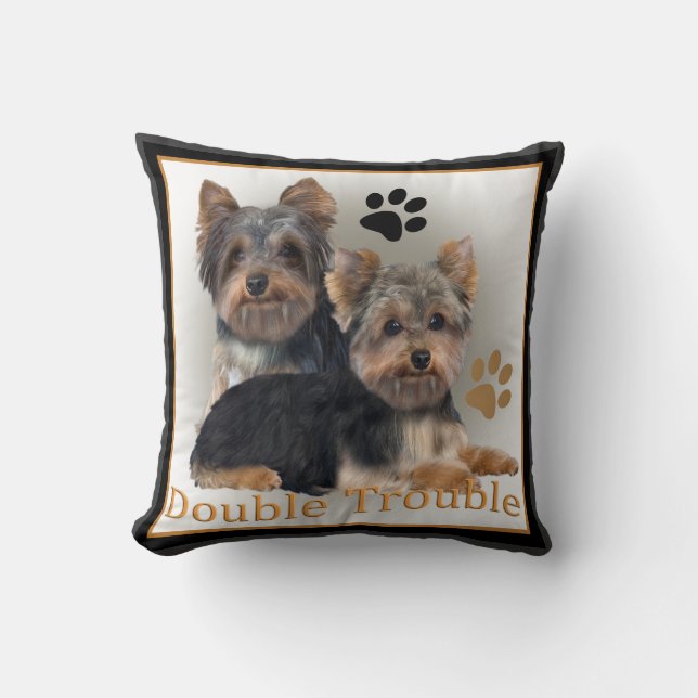 Yorkshire Terrier Double Trouble Pillows (Front)