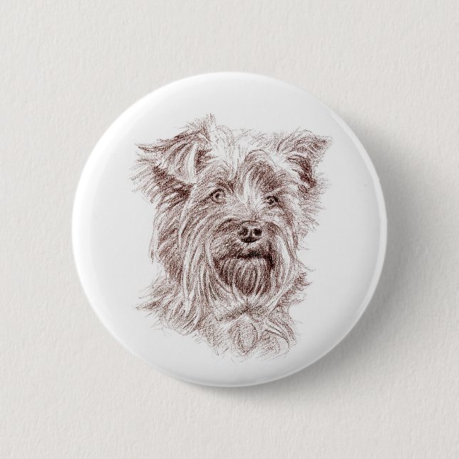 Yorkshire Terrier Drawing 2 Inch Round Button (Front)
