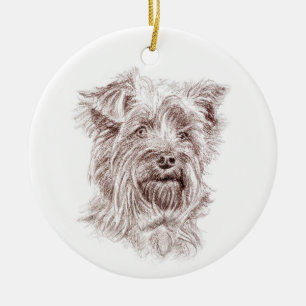 Yorkshire Terrier Drawing Ceramic Ornament