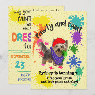 Yorkshire Terrier Fun Art Birthday Party Invite
