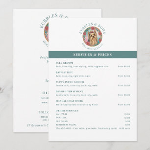 Yorkshire Terrier Grooming Salon Price List Flyer Menu