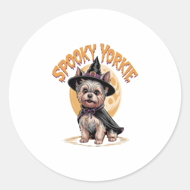 Yorkshire Terrier Halloween Classic Round Sticker (Front)