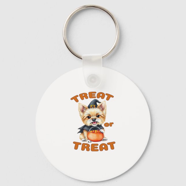 Yorkshire Terrier Halloween Dog Costume �Treat or  Keychain (Front)