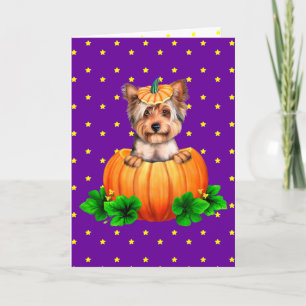 Yorkshire Terrier Halloween Jack-O-Lantern Card