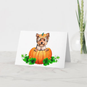 Yorkshire Terrier Halloween Jack-O-Lantern Card