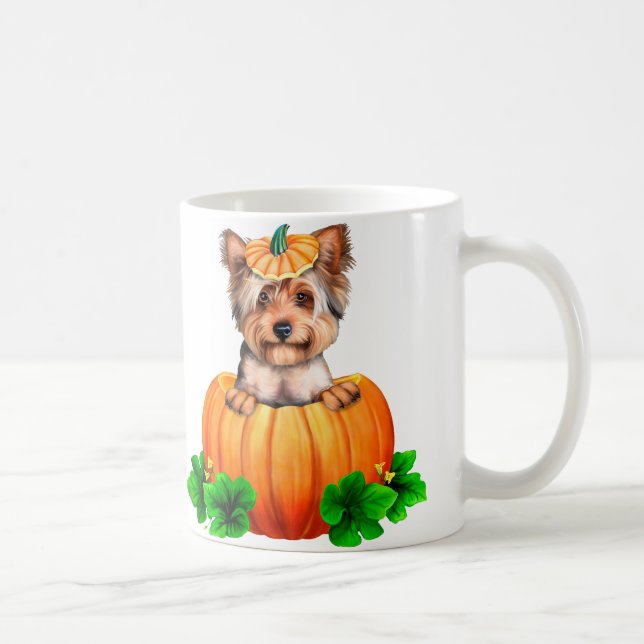 Yorkshire Terrier Halloween Jack-O-Lantern Coffee Mug (Right)
