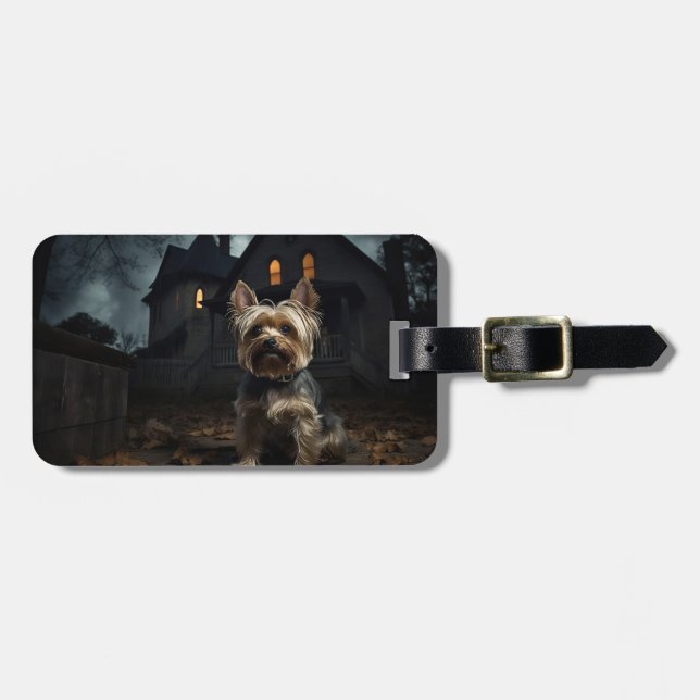 Yorkshire Terrier Halloween Scary  Luggage Tag (Front Horizontal)