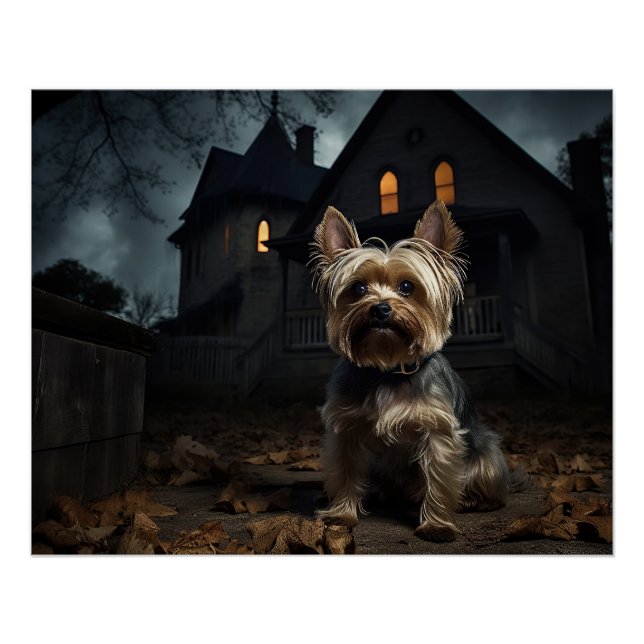 Yorkshire Terrier Halloween Scary  Poster (Front)