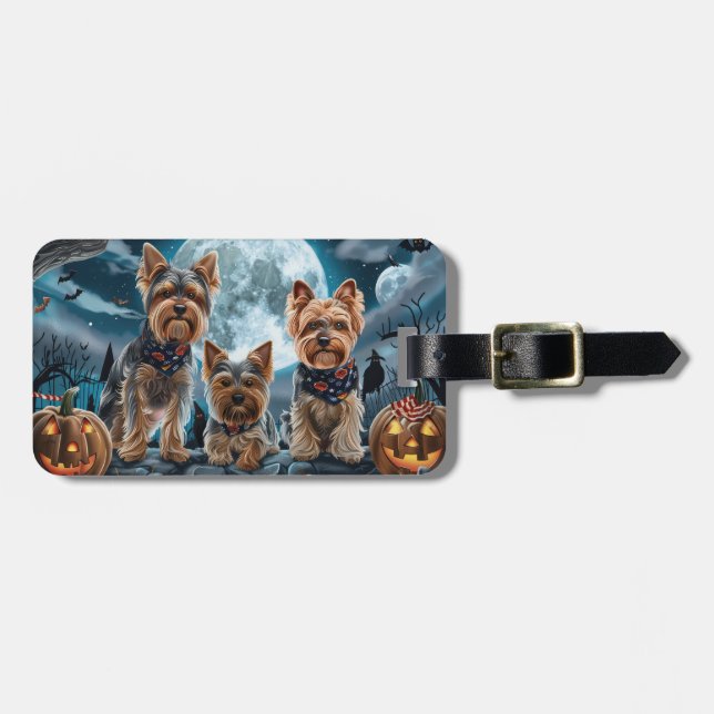 Yorkshire Terrier Halloween Spooky Luggage Tag (Front Horizontal)