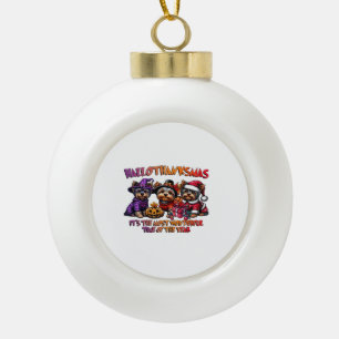 Yorkshire Terrier Halloween Thanksgiving Christmas Ceramic Ball Christmas Ornament
