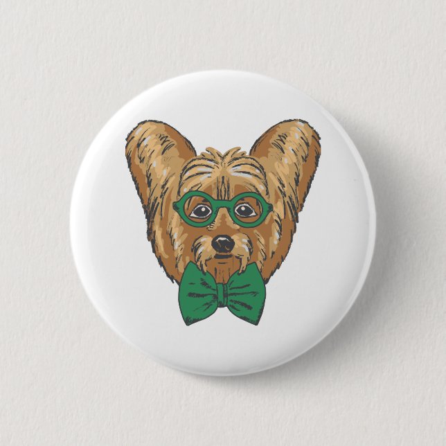 Yorkshire Terrier Hipster 2 Inch Round Button (Front)